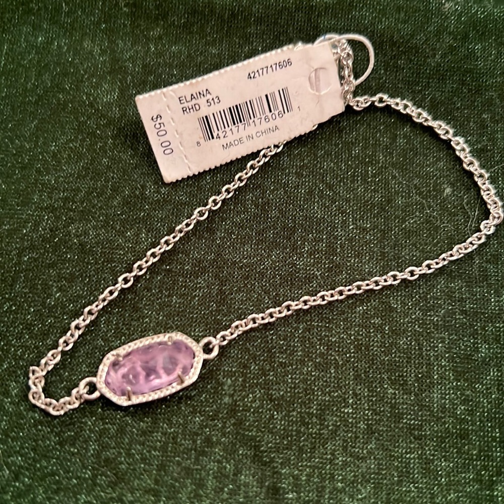 Kendra scott Amethyst bracelet Elaina style NEW WITH TAGS silver purple